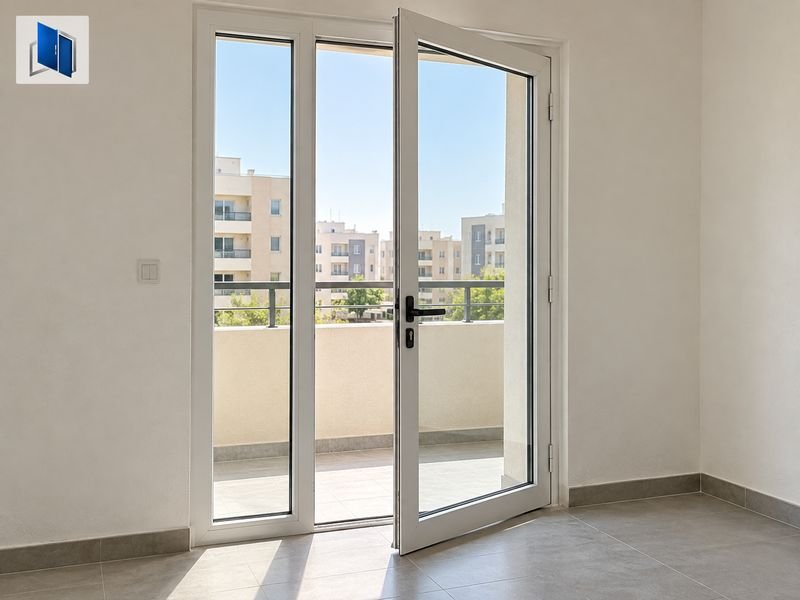 باب ألومنيوم أبيض مفصلي للشرفة